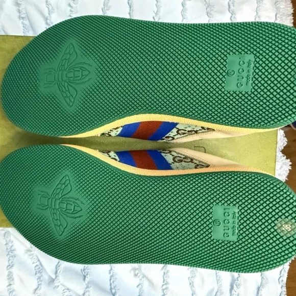 Gucci Crystal Embellished Cream and Blue Sneakers - Picture 11 of 11